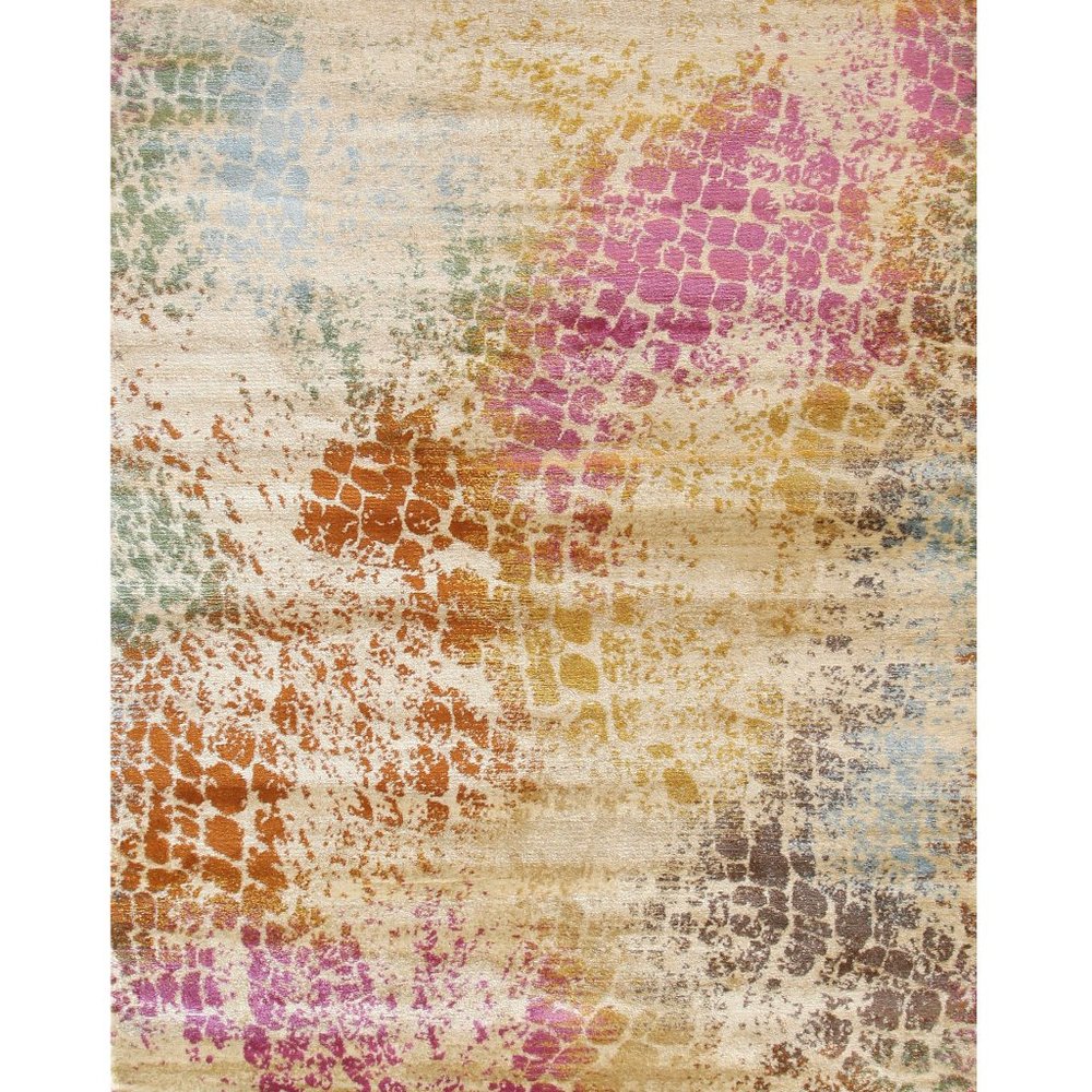 Ivory machine-made Polypropylene Bohemian Capella Rug, 5'3 x 7'3